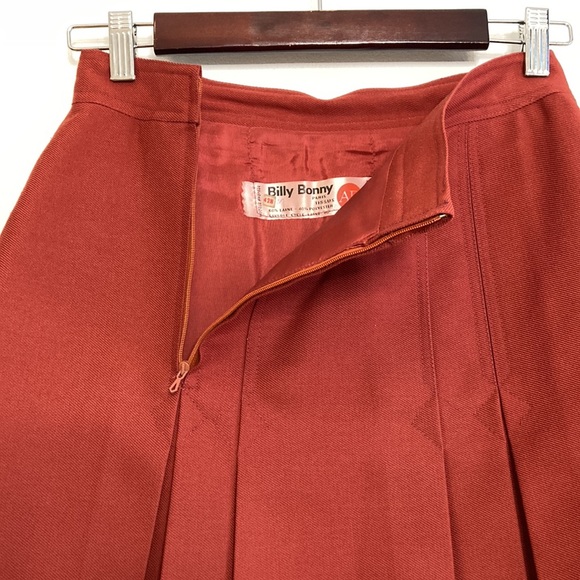 Vintage Skirt Womens Small Brick Red Wool Pleated Mini A Line Made in France - Picture 9 of 11